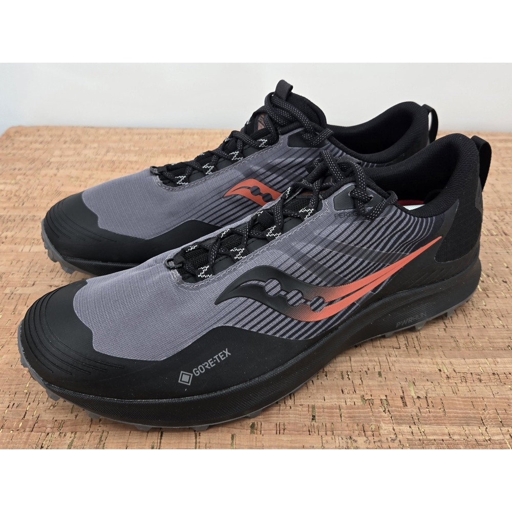 Saucony Peregrine 12 GTX Shoes Mens 14 Gray Gore-Tex Running Trail Sneakers